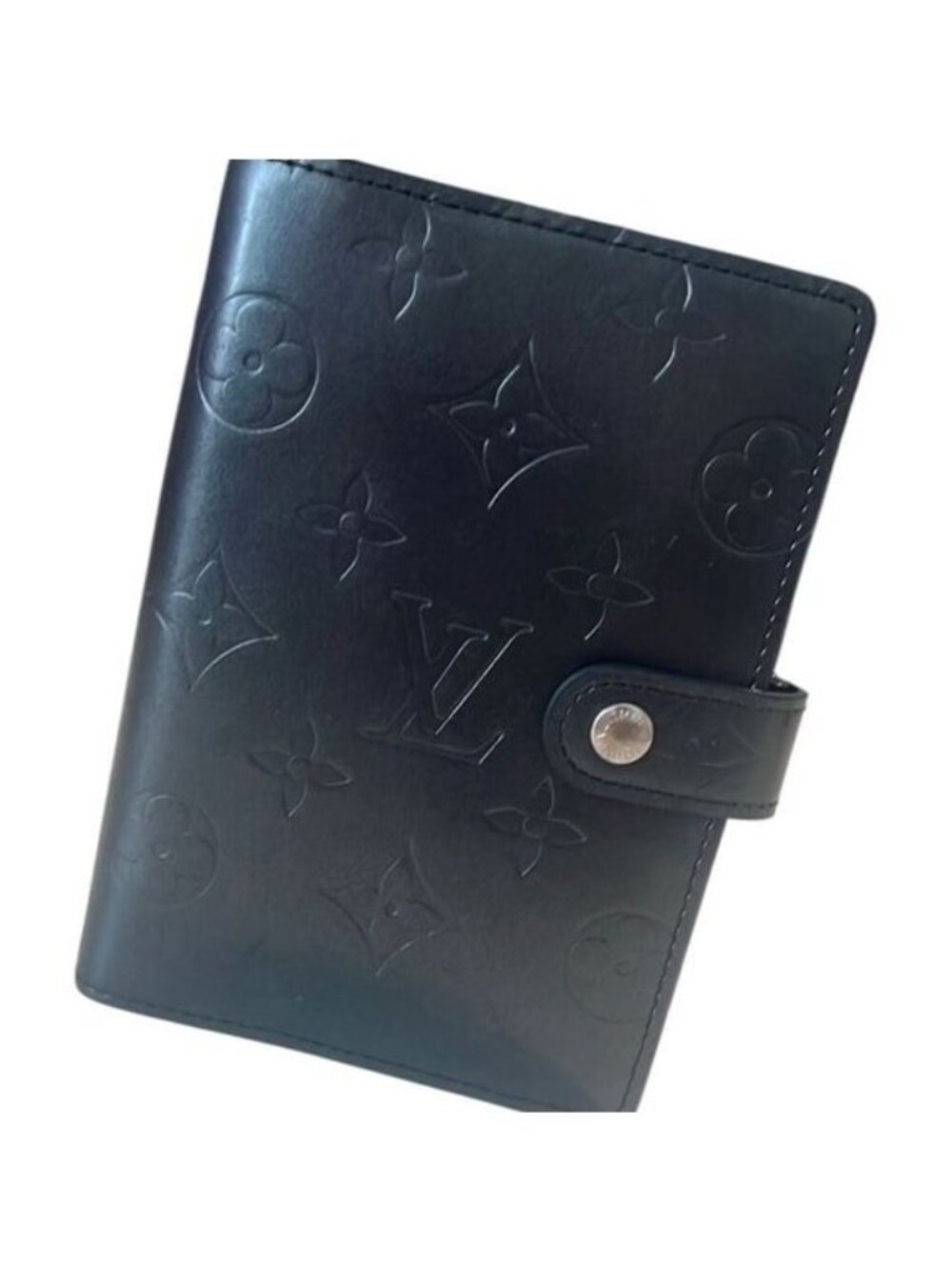Louis Vuitton.Black Vernis Matte Embossed Leather Agenda With Ruler CA0062